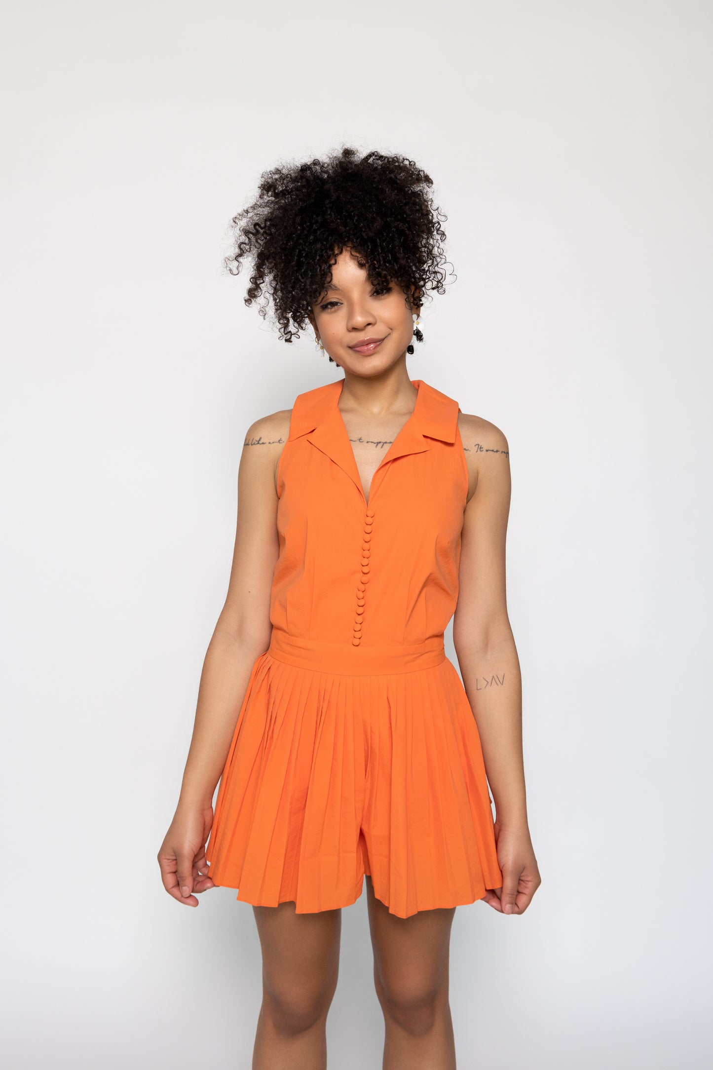 Pleated Golf Romper