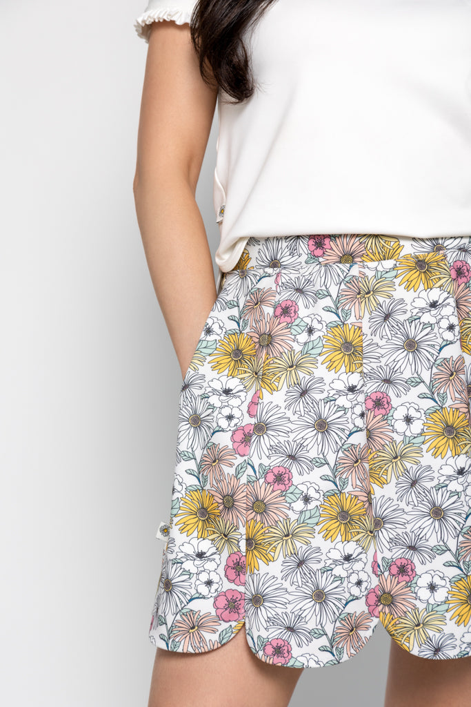 Flower Power Scalloped Skort